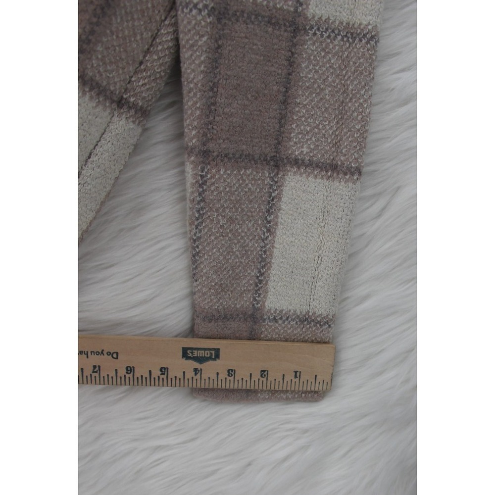 Christian Siriano L Beige Plaid Mock Neck Sweater Windowpane Soft Knit Top #746 - Picture 4 of 13